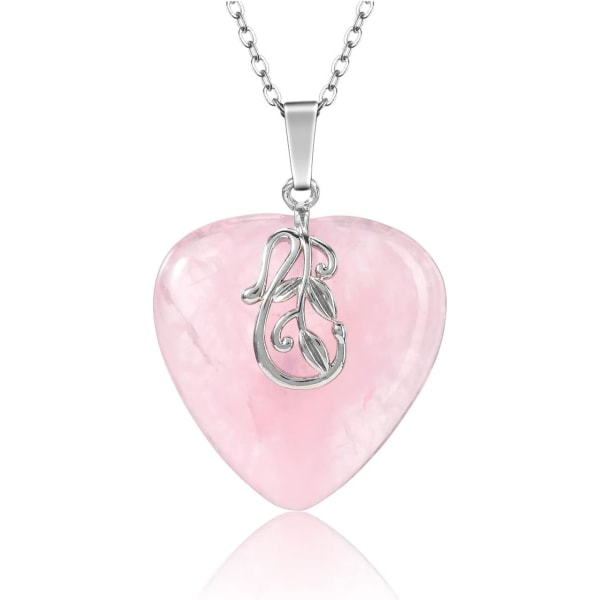 Rose Quartz Heart Pendant Halsband - Crystal Healing Stone Smycken Present (damer)