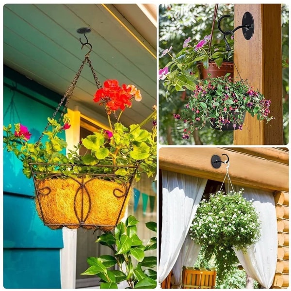 Järnkrok Tak Balkong Blomkorg Vägg Klädkrok, Svart