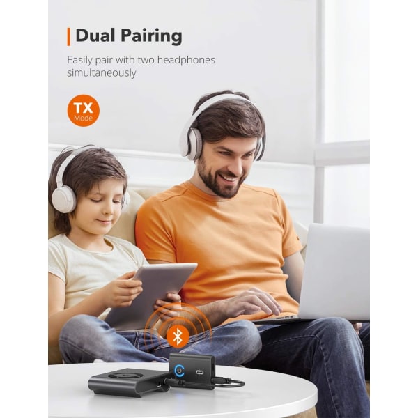 TaoTronics Bluetooth 5.0 sändare/mottagare - Trådlös 3,5 mm ljudadapter