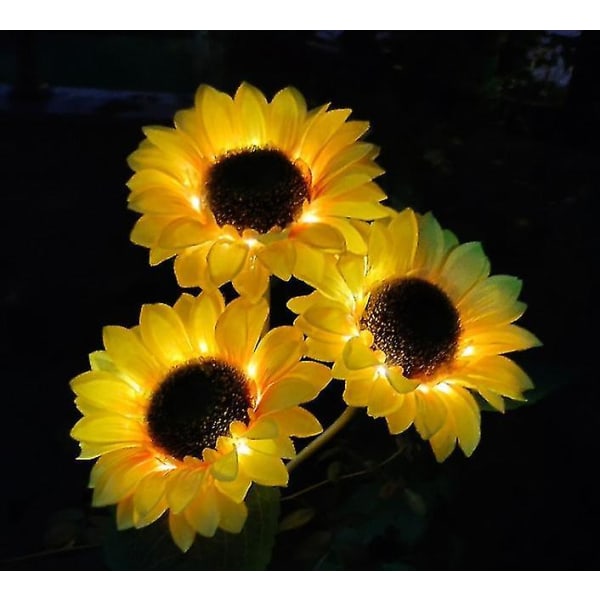 Sunflower Solar Lights Outdoor, 1 förpackning med 3 solrosor, vattentät