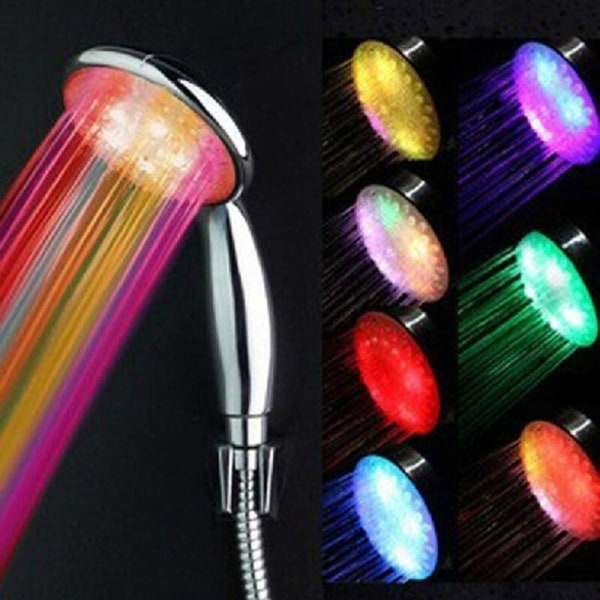 LED-duschhuvud - högt tryck med 7 färgljus, 2 regnlägen, vattenbesparing