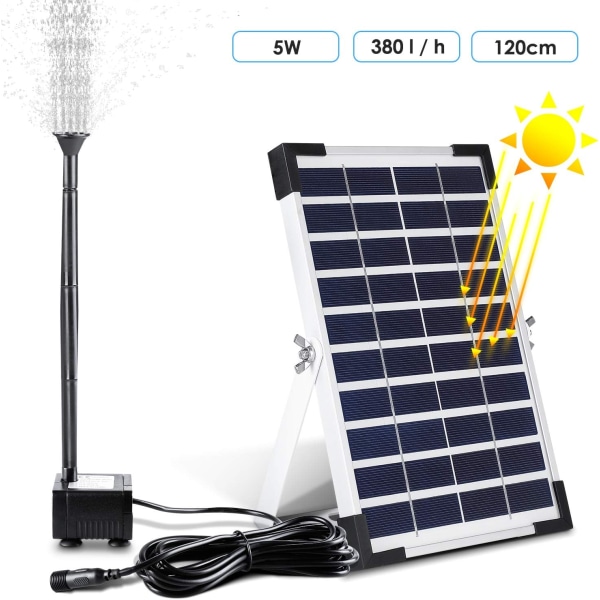 Solar Pond Pump - Vattenfontän för trädgårdsdammar, 5W 380L