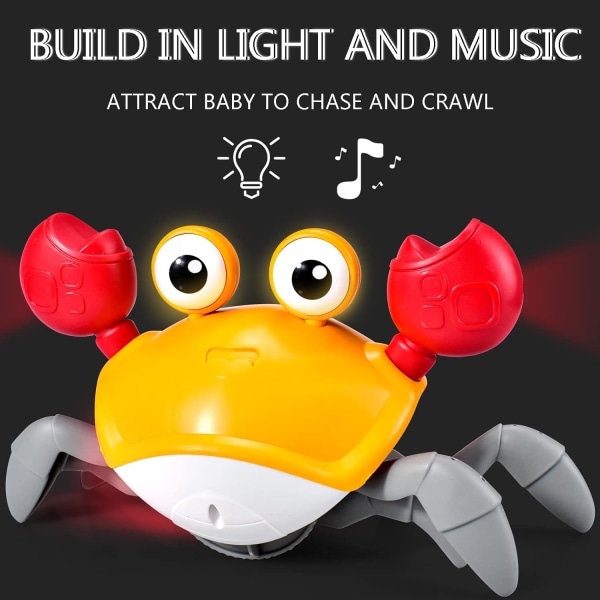 Musikaliska krabbaleksaker för barn - Dansande sensoriska leksaker för bebisar 0-6 månader