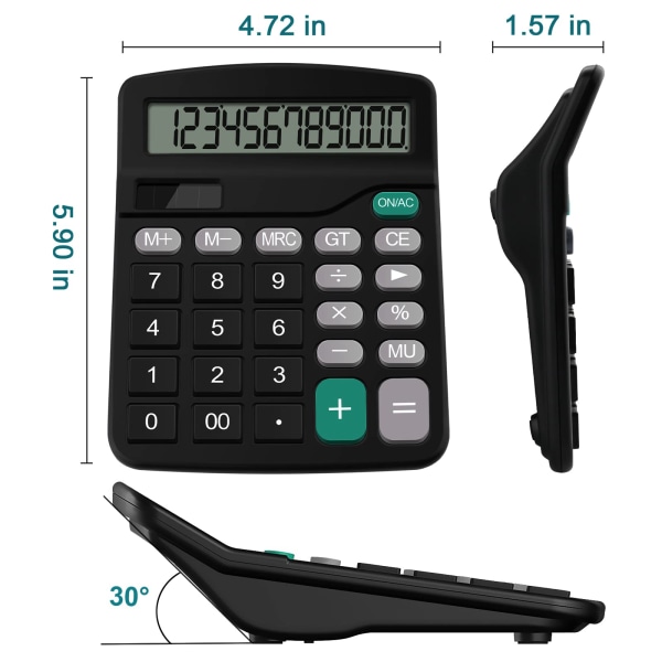 Dual Power Basic skrivbordsräknare (rosa)