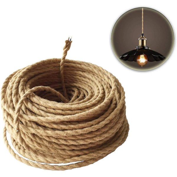 Retro tyg Elektrisk tråd Tvinnad Flätad Hampa Rep Kabel 2 kärnor (2x0,75 mm) För hängande lampa 5m
