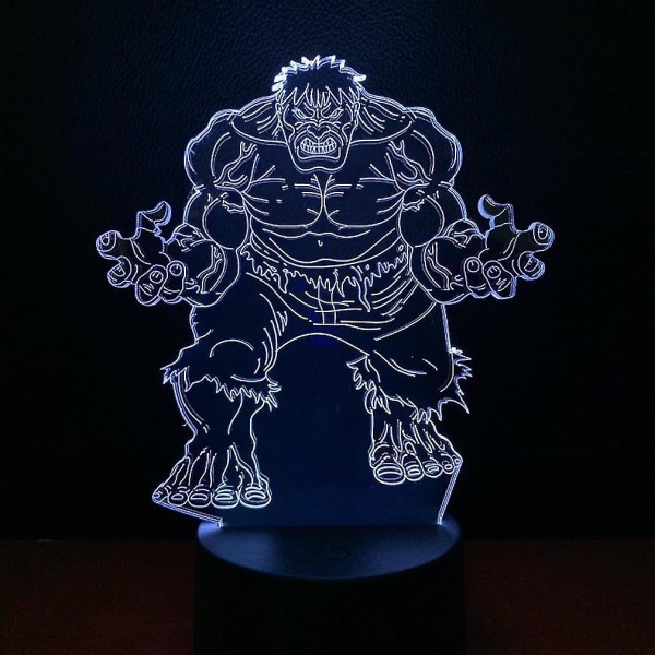 Green Hulk USB 3d Anime Night Light Atmosphere Led Bordslampa