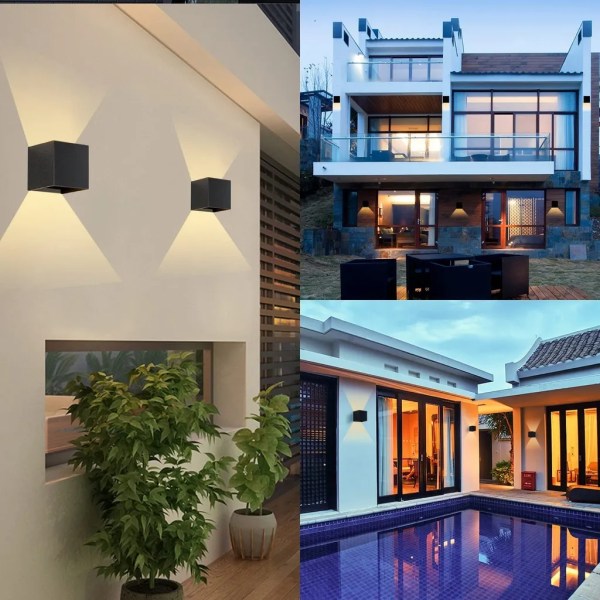 Vägglampa utomhus - varmvit IP65 vattentät lampa - justerbar balk för vardagsrum, korridor, sovrum