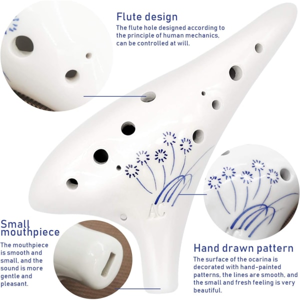 Alto C Ceramic Ocarina - Perfekt instrument för nybörjare och proffs