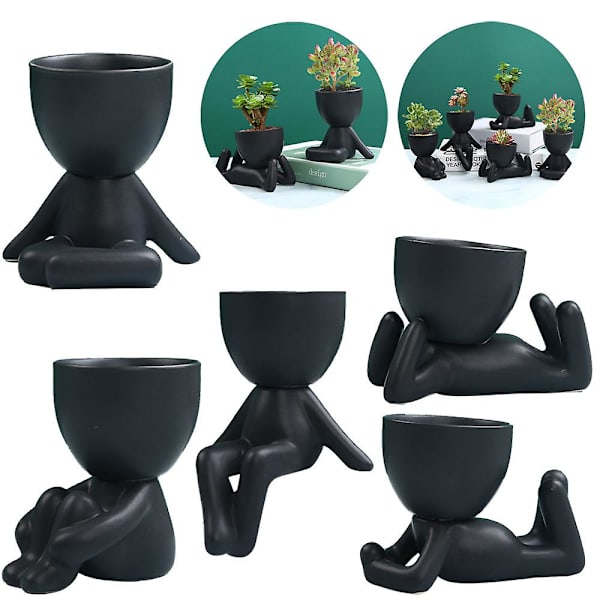 Mini-Familjen Blomkruka Människan Form Keramisk Mini Desktop Pot