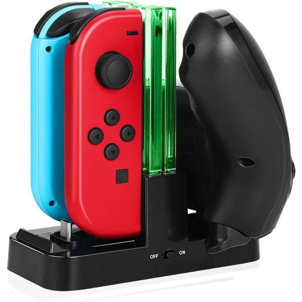 6 i 1 Nintendo Switch Joy Con Dock per handkontroll Laddare med LED
