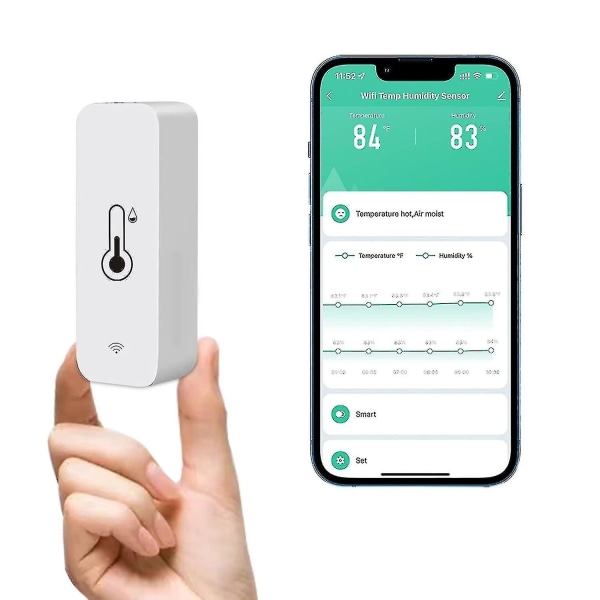 Wifi-sensor, trådlös temperatur- och luftfuktighetsmonitor i realtid Fjärrövervakning termohygrometer med datalagring