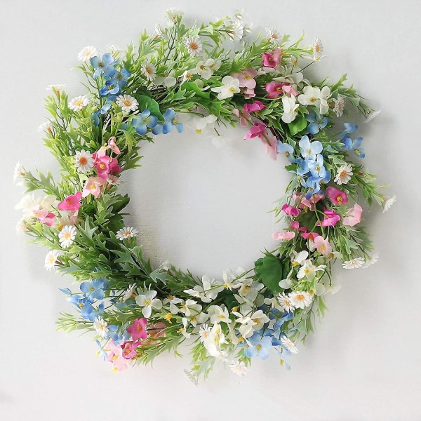 Konstgjord blomsterkrans för ytterdörr, sidenblomsterkrans för vägg eller hemupphängning, bröllop