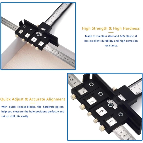 Punch Locator Drill Guide - Justerbart skåp Hårdvara Jig Låda Hål Mall