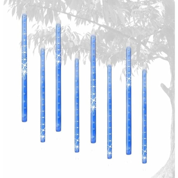 Meteor Rain String Lights - 8 rör, 30 cm, 192 LED, vattentät, blå