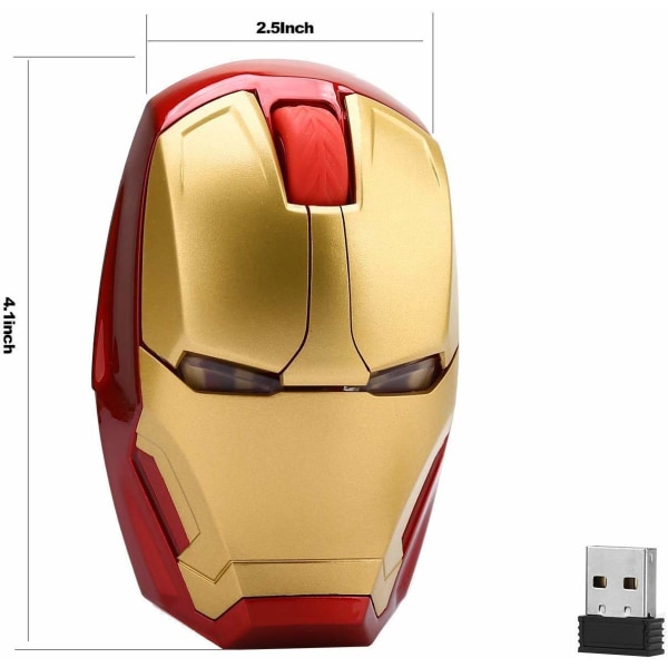 Ergonomisk trådlös mus - Bärbar Iron Man mus för datorer (2.4G)