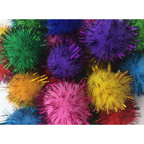 30 stycken gnistrande bollar i olika färger Kattens favoritleksak Tinsel Pom Poms Glitter