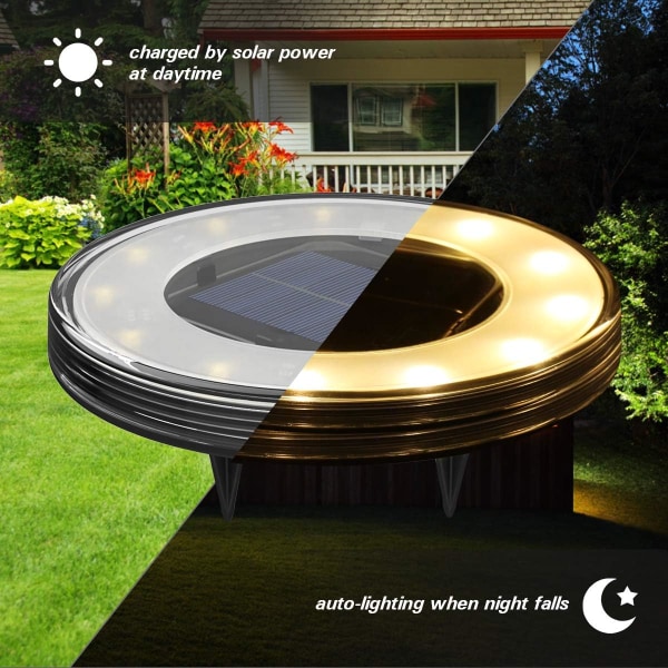 LED Solar golvlampa 4-pack, Tomshine 12 LEDs Solar utomhusbelysning, vattentät IP68