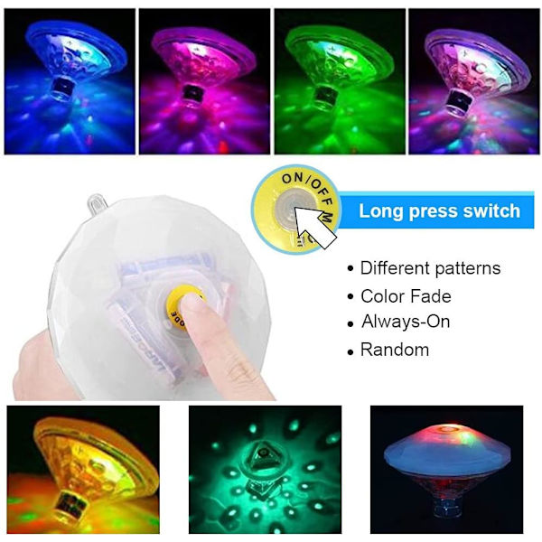 Färg flytande poolljus - dränkbar LED-lampa för diskobad (IP68)