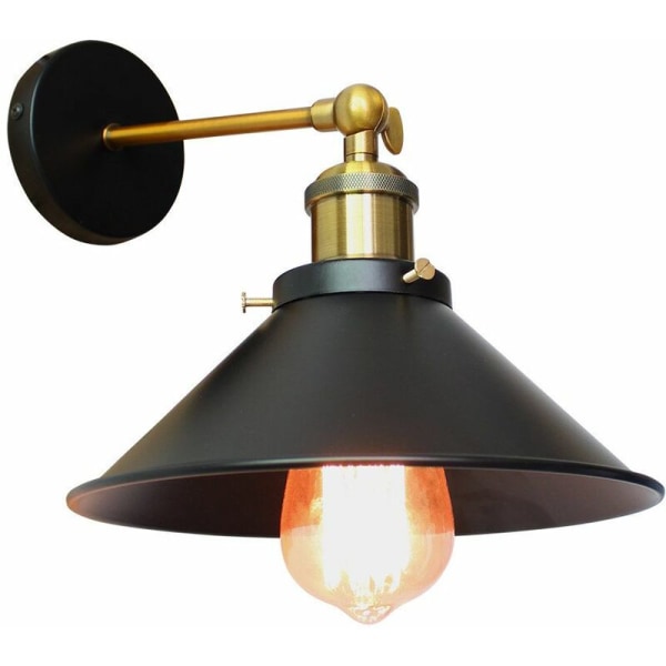 Paraplystil svart metall vägglampa, retro industriell taklampa
