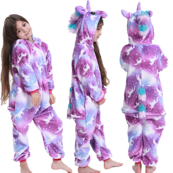 Flickor Barn Unicorn 1onesie Kostym Pyjamas Fleece Jumpsuit Mjuk nattkläder Pyjamas Pjs 4-7 år A