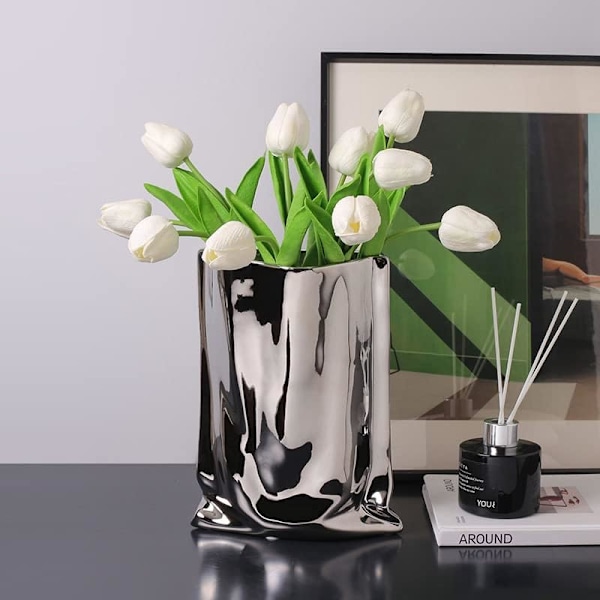 Keramisk vas, modern blomvas, minimalistisk vas för hemmet