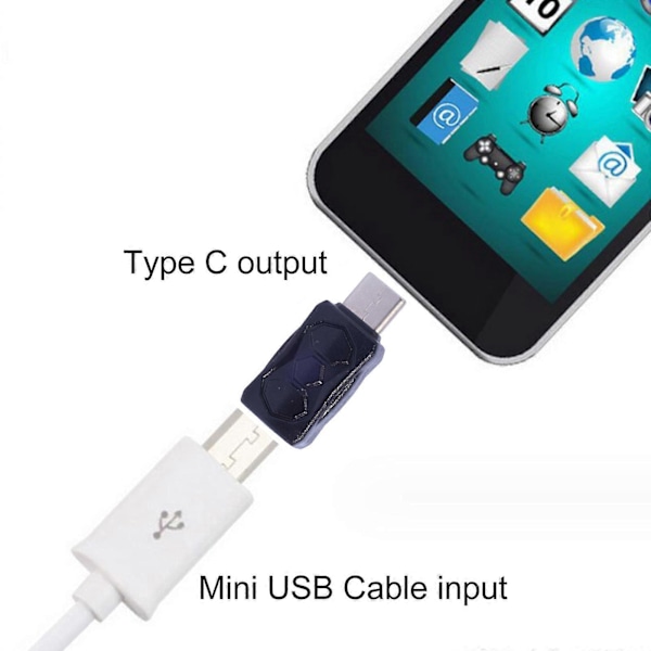 2 stk. Universal Mini USB Hunn til USB C Hann Konverter Adapter for Nettbrett Telefoner