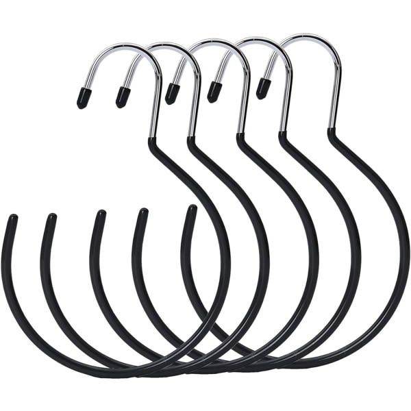 Bælte Ring Hanger Sjal Hængere, Multi-brug Hængende Krog Skab Organizer til Bælter, Sjal, Halstørklæder, Hat Stativ (5 Pak, Sort)