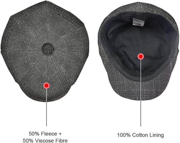 Herre flat cap, herre newsboy cap, medium størrelse