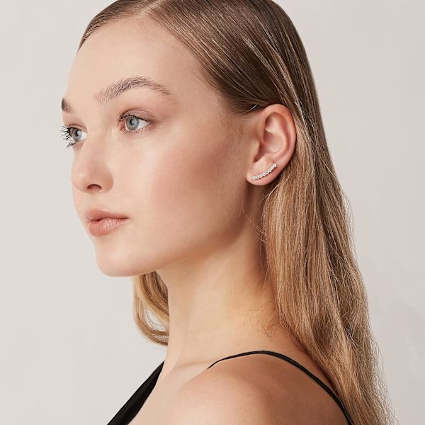 14K forgyldt sterlingsølv-post Cubic Zirconia ørecrawler-øreringe