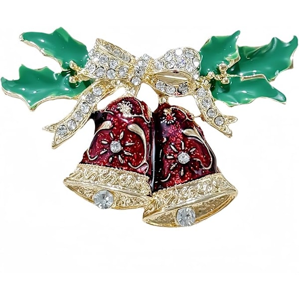 Julbellsbrosch med strass, vintage klädaccessoarer, anti-exponeringsnålar, lämplig för tröjor, klänningar, halsdukar, ryggsäckar