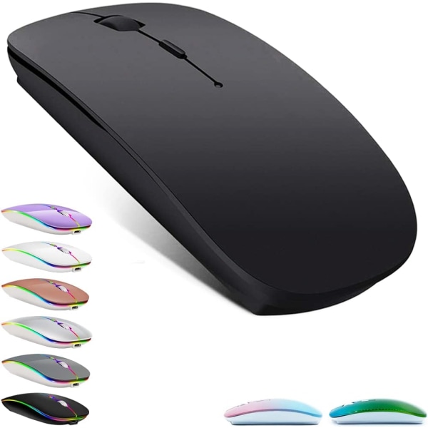 Uppladdningsbar Bluetooth mus för MacBook pro/MacBook air/iPad, trådlös mus för bärbar dator/notebook/pc/Chromebook (svart)