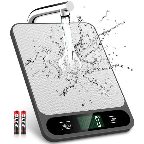 Matvåg, 10 kg/22 lb digital köksvåg vikt gram och uns för bakning matlagning kaffe, LCD-display, lätt att rengöra rostfritt stål