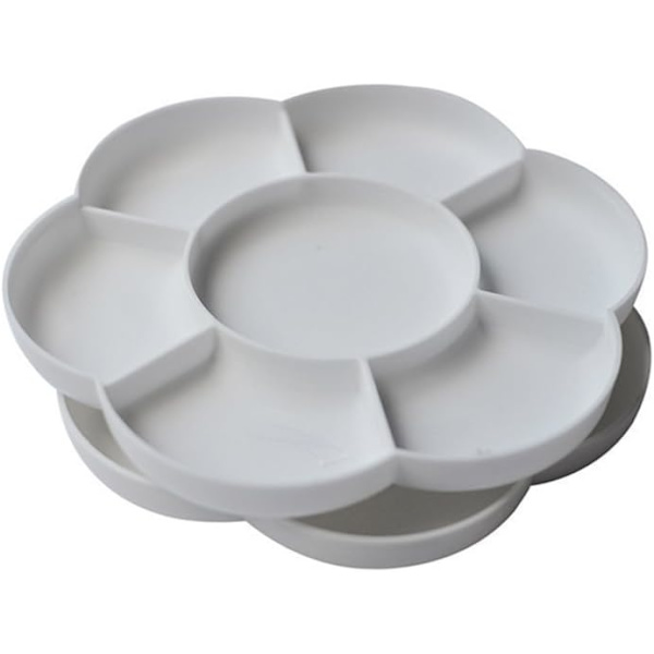 Plastik Blomsterformet Malingspalette Bakke Blande Palet - Hvid (Pakke med 2)