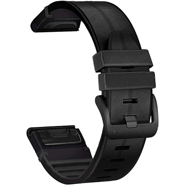 För Garmin Fenix 7/Fenix 6/Fenix 5/EPIX 2 klockarmband, Quick Fit 22mm mjukt äkta läder med svettsäkert silikonarmband