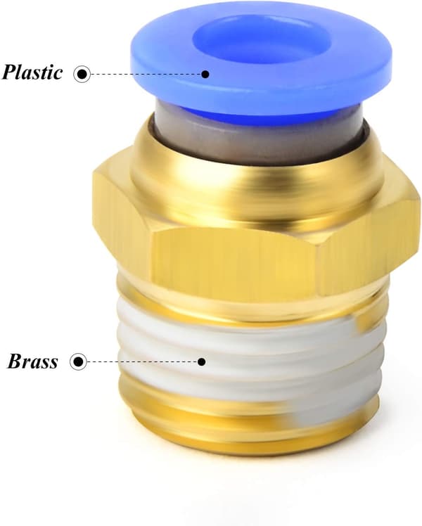 Rak hane 6 mm rör OD x 1/4 BSP, Push-to-Connect-kopplingar PC6-02 (2-pack)