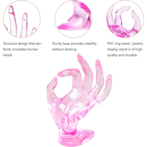 Hånd OK gest håndring display stativ klar armbånd hånd display støtte rosa smykker display ring holder hånd plast mannequin hånd stativ