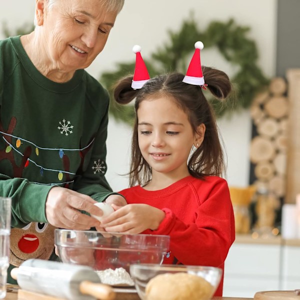 10 Stykker Julehatt Hårklipp, Julejente Hårtilbehør, Julehårklipp, For Juletemafestdekorasjoner, Hårtilbehør for Jenter