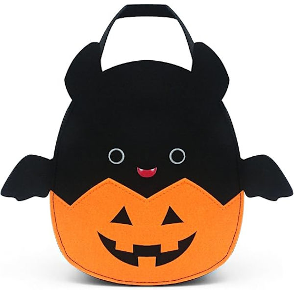 Halloween Trick or Treat-väskor, söta fladdermuspumpa godis hink väska, flerfunktions återanvändbara filt väskor korg för festgåvor presentpåsar