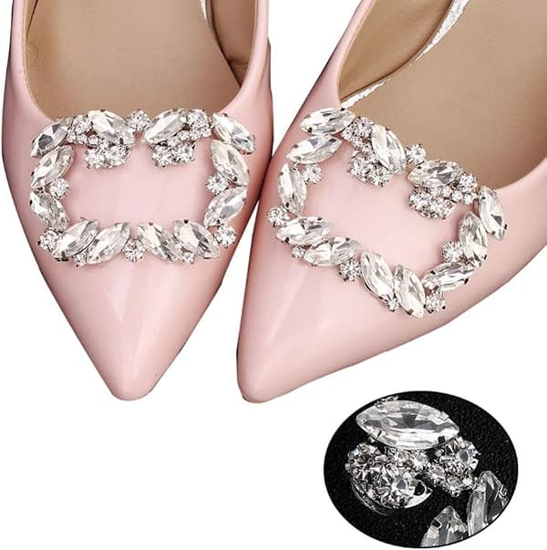1 par bryllupssko klips krystallspenne rhinestone metall sko klips