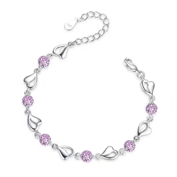 Til piger Mors Dags Gave Hjerteformet Krystalarmbånd til Kvinder Justerbare Originale Gaver til Kvinder (Pink)