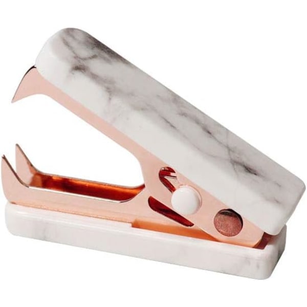Marmor Mini Hæfteklammefjerner Guld Stål Kæber Kontor Stationery Skrivebordstilbehør Gave (Rose Gold, 1 stk)
