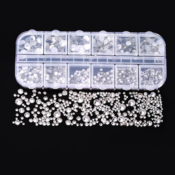 2000 st platta bakre ädelstenar strass 6 storlekar (1,5-6 mm) runda kristall strass