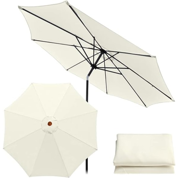 9,8 ft erstatning parasol baldakin, universal paraply erstatning klud, haveparasol solskærmsovertræk til haven Patio Yard Beach off white