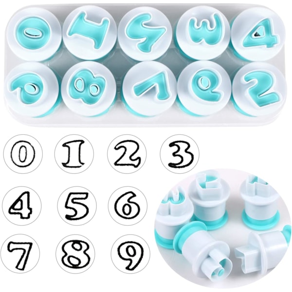 Bokstav- og tallkakesett, 36 stk. fondantkake sukkerhåndverk kjeks stempel preg embosser plunger