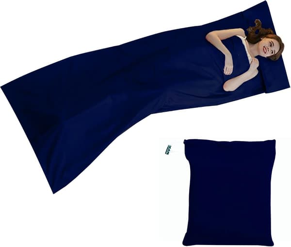 Resesovsäcksfoder, Lätt Reselakan Camping Sovsäck för Camping & Vandring, Marinblå, 90x220cm