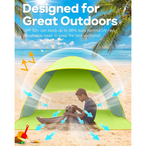 Pop-up tält, strandtält, hopfällbart utomhuslätt vattentätt strandtält markis