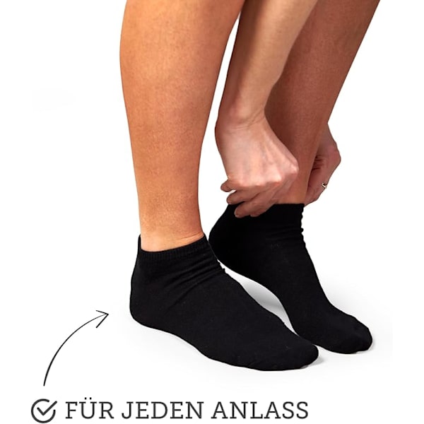 12 par bomullssneakersockar, unisex Black