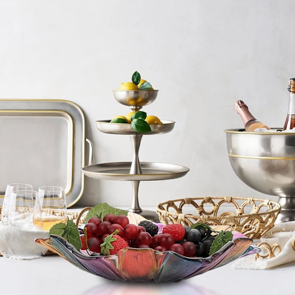 Glasfruktskål Fruktkorg Fruktskål Färgad Glasfruktskål Tråd Fruktkorg Glasfruktställ Modern Köksfruktskålar