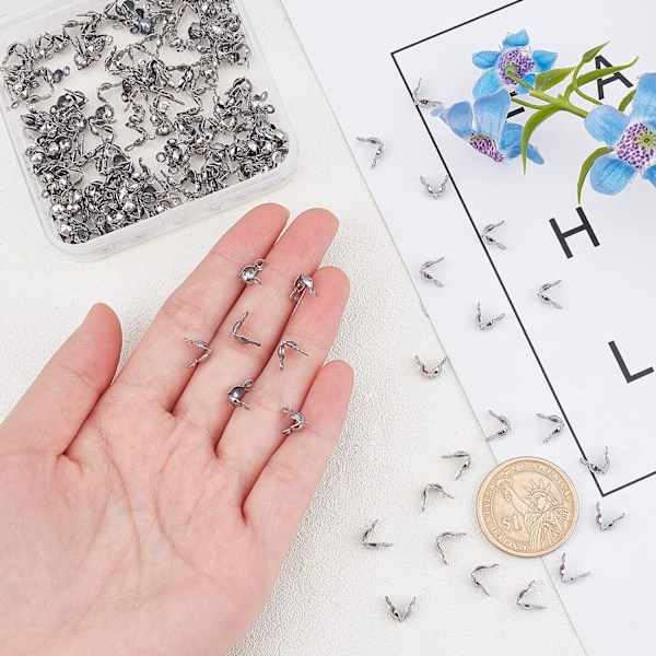 ca. 100 stk. Perle Spidser i Rustfrit Stål Calotte Ender 1,5 mm Hul Muslingeskalsknude Dæksel til DIY Smykkefremstilling, Rustfrit Stål Colo