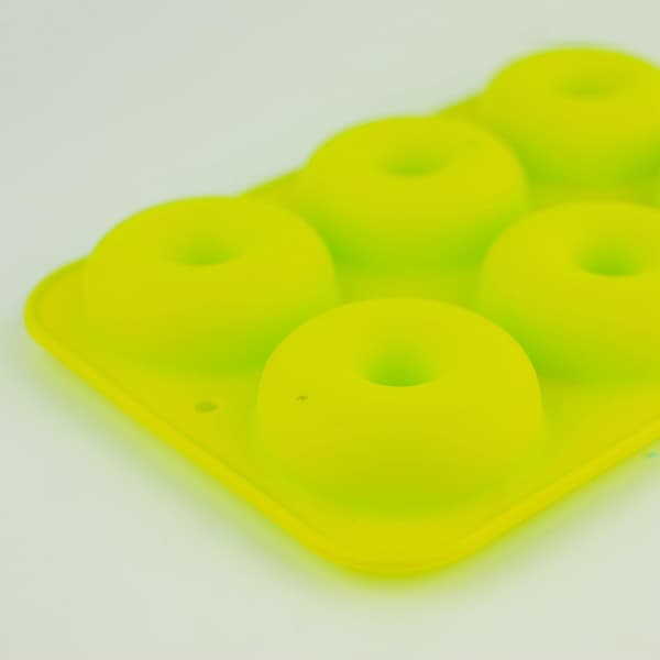 Bageforme i silikone til donuts, non-stick forme med 6 huller, bageform til muffins, cupcakes, kiks og donuts (grøn)